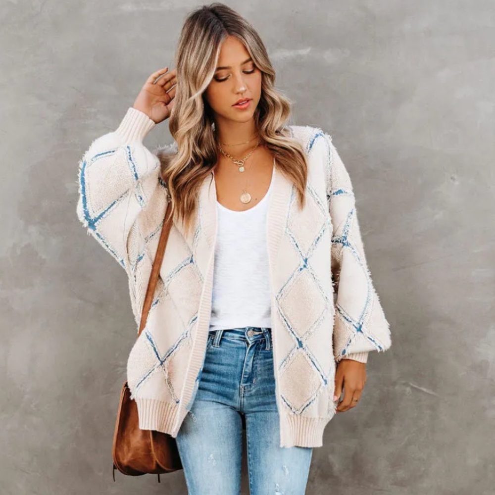 Vici Fate | Vici Justice Pocketed Diamond Stitch Cardigan | Size Small